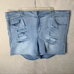 Blue Spice Distressed Denim Shorts